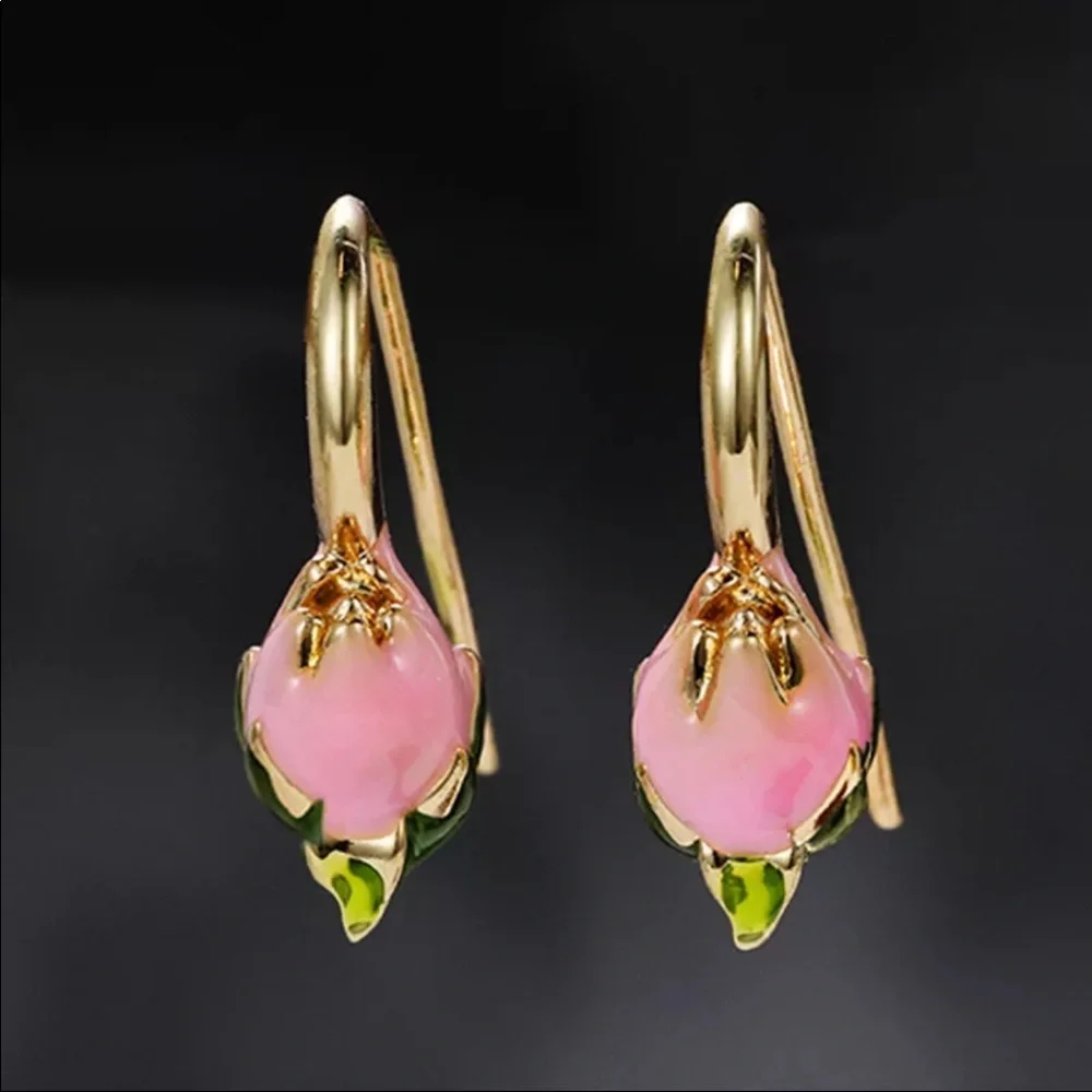 New Vintage Rose Flower Colorful Party Earrings - Picture 6 of 6